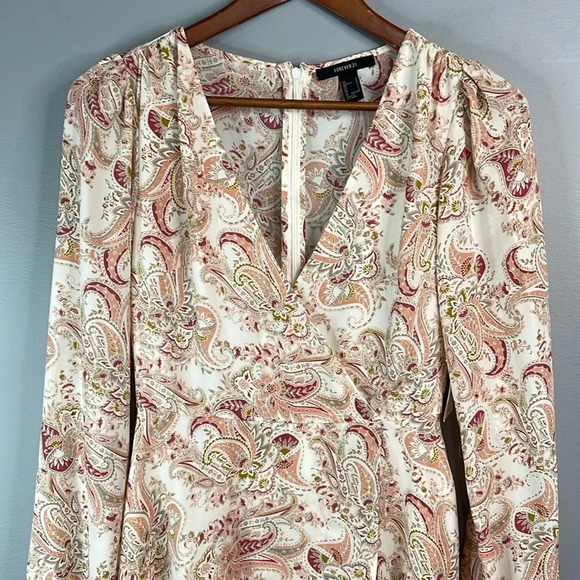 FOREVER 21 NWT Floral Paisley Print Chiffon Faux Wrap Dress Resort Collection S - Picture 3 of 14